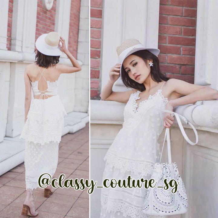 Self portrait ivy lace trim midi dress on sale