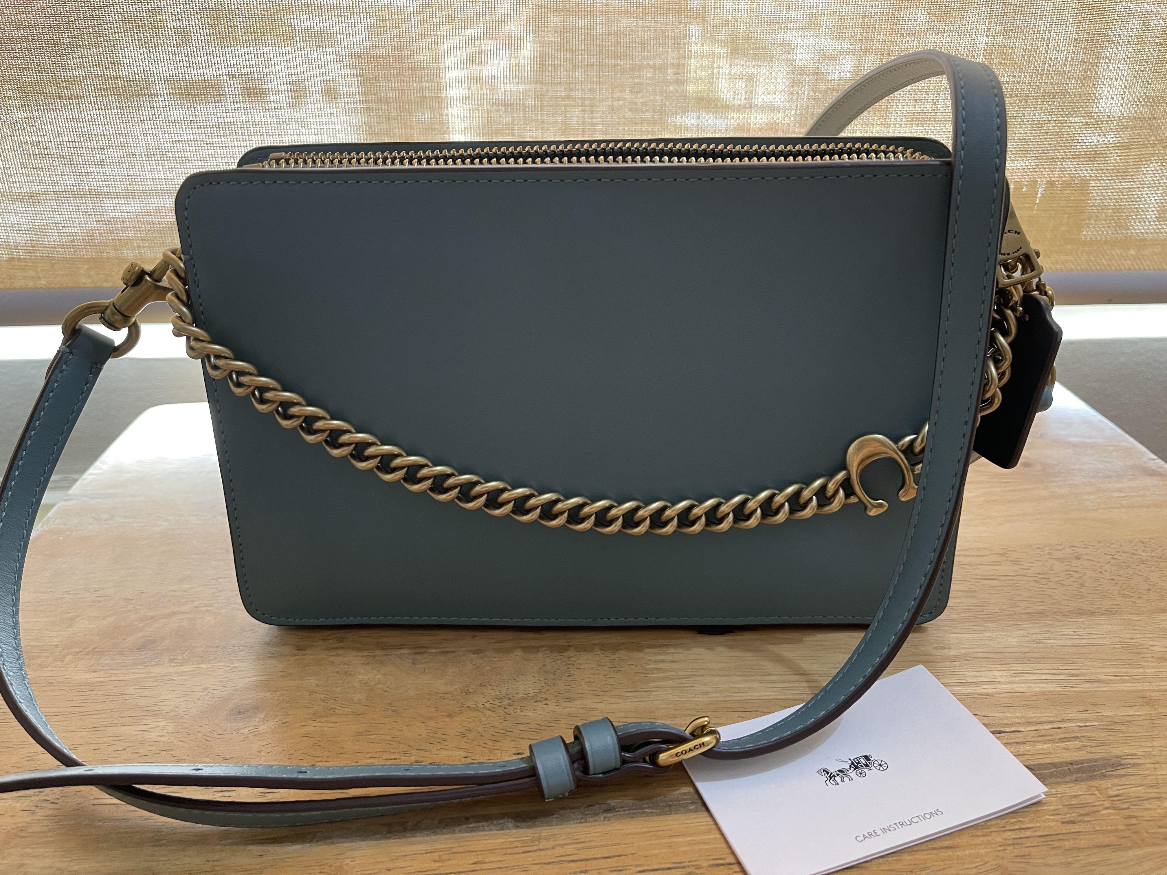 Refined calf leather shop signature chain crossbody