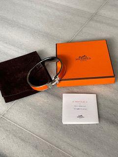 Authentic Hermes Orange Clic H Bracelet / Bangle GM Size, Palladium hardware, Box and Dustbag