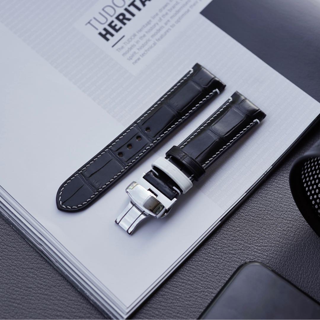 Black gator watch strap custom handmade Men s Fashion Watches