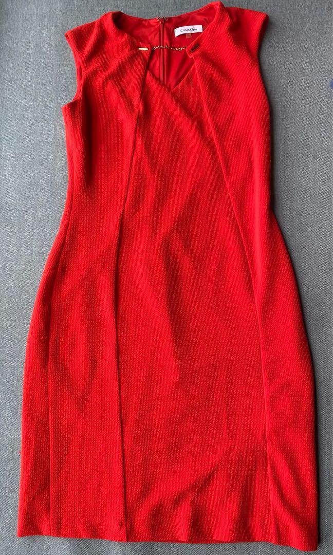 Calvin klein store red sleeveless dress