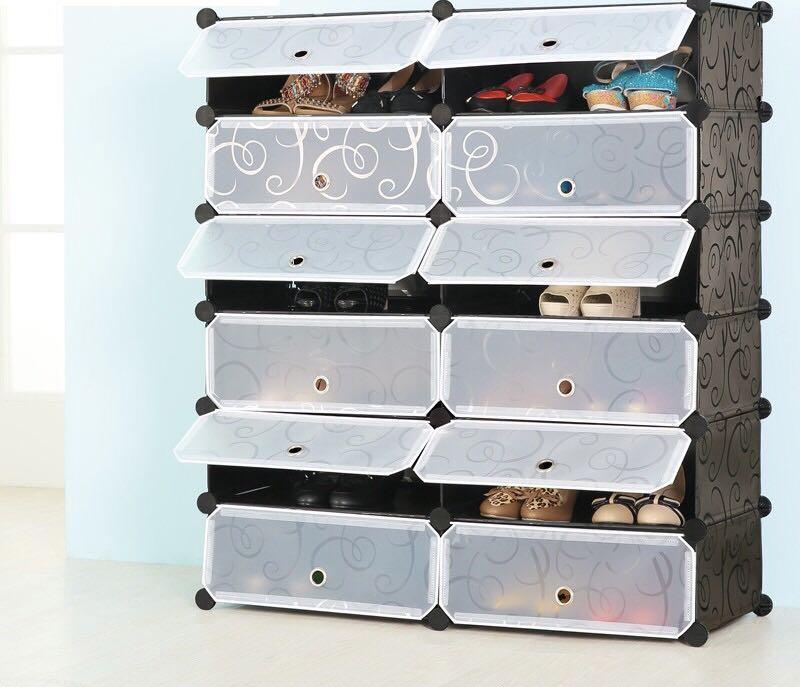 Dust Free DIY Shoe 12 Slots Shoe Rack Organizer, Furniture