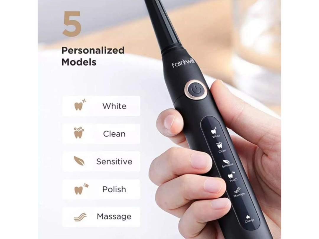 Fairywill Sonic Electric Toothbrush 5 Modes USB Charger Tooth Brushes