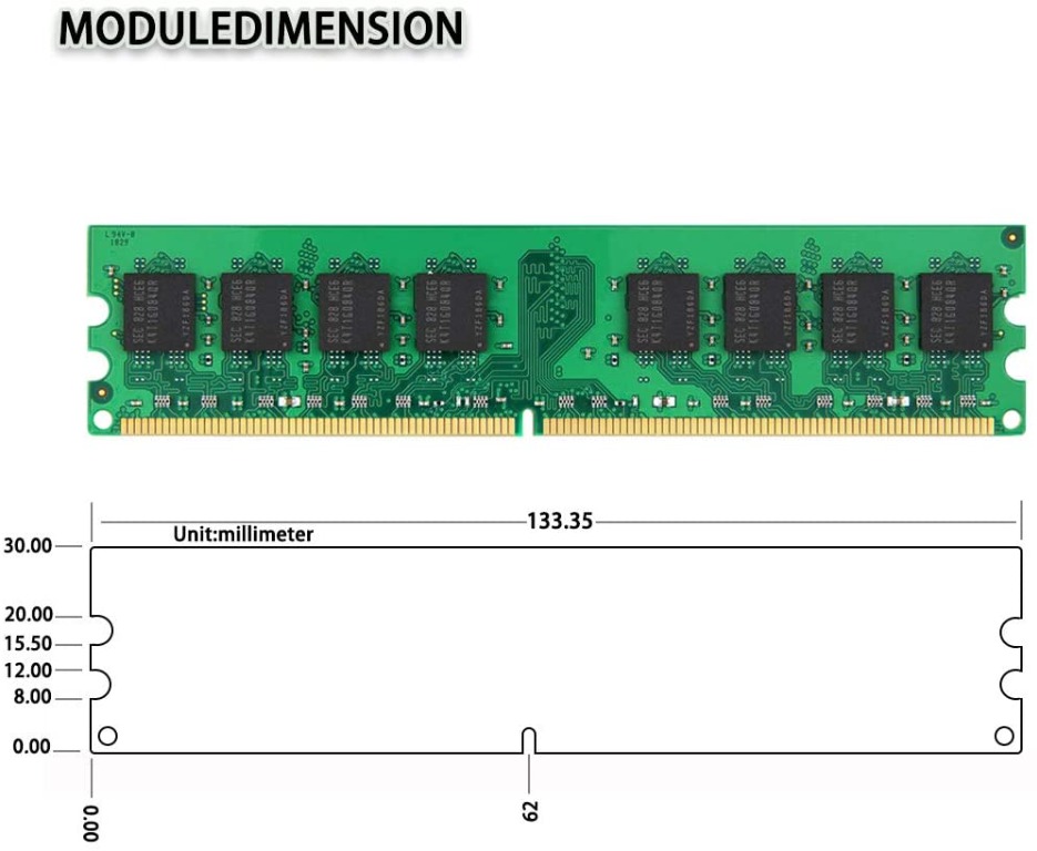 DUOMEIQI 8 GB Kit （4X 2 GB） 2RX8 DDR2 800MHz DIMM PC2-6300 PC2-6400 CL6 1.8v 240 Pin Non-ECC Unbuffered Desktop Memory RAM Module Compatibile con Intel AMD System 