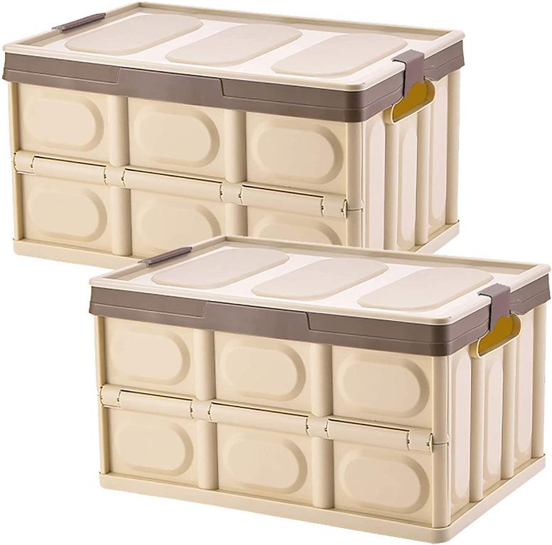 PACK OF 1 Optimal Products Strong Folding Collapsible Plastic Storage Crates Boxes Stackable Basket 32L