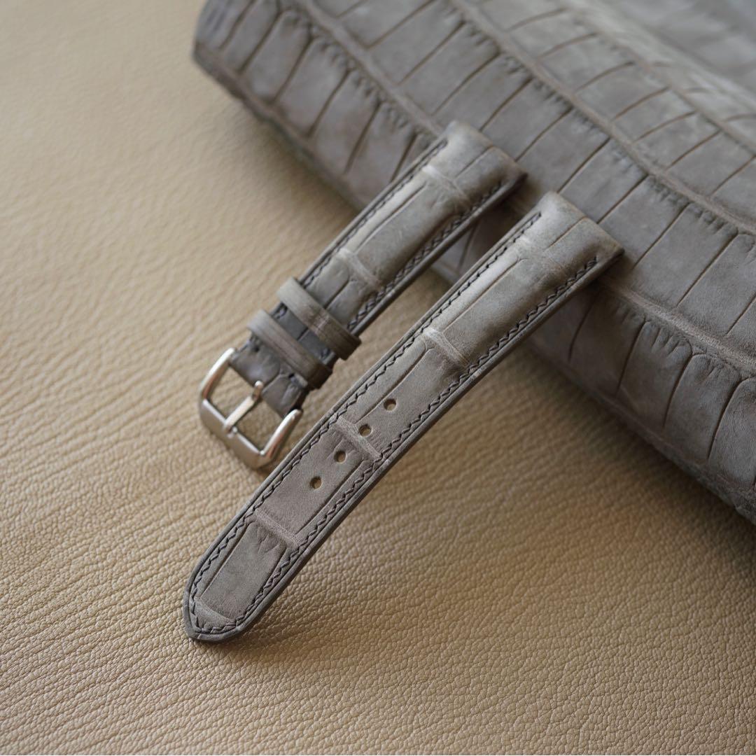 Grey alligator watch strap sales