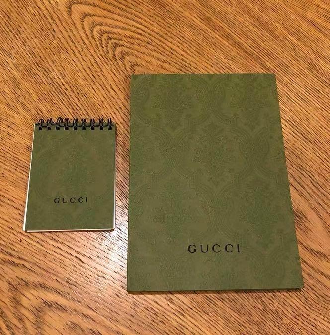 Gucci green embossed notebook + note paper + matte ballpoint pen, Luxury,  Accessories on Carousell