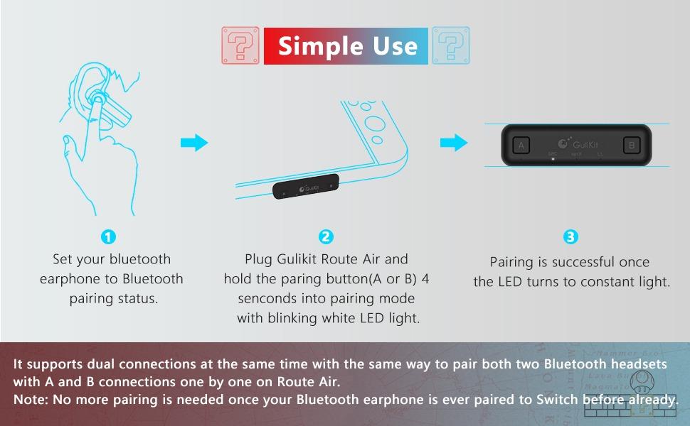 Gulikit Route Air Switch Bluetooth Adapter Wireless Audio