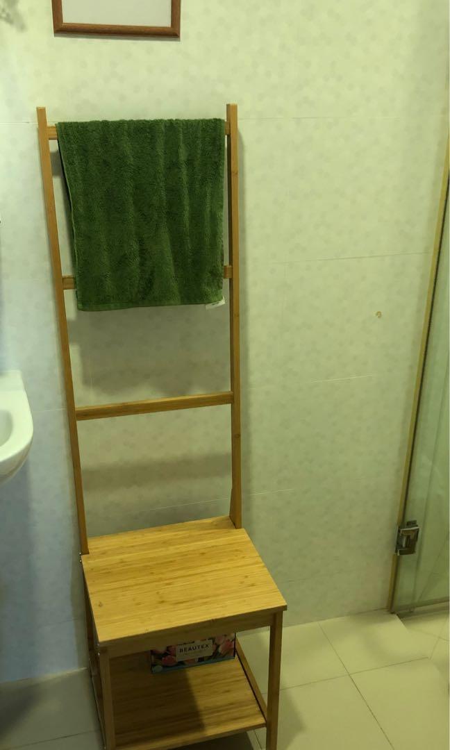 Ikea Towel Rack (wooden), Furniture & Home Living, Bathroom & Kitchen Fixtures on Carousell