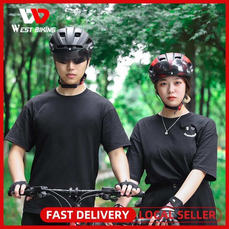 In Stock West Biking Bicycle Helmet Goggles Lens Warning Taillight EPS Breathable Cycling Helmet Men Women Aero MTB Road Bike Helmet Ebike Helmet Sports Equipment Bicycles Parts Parts Accessories on C...