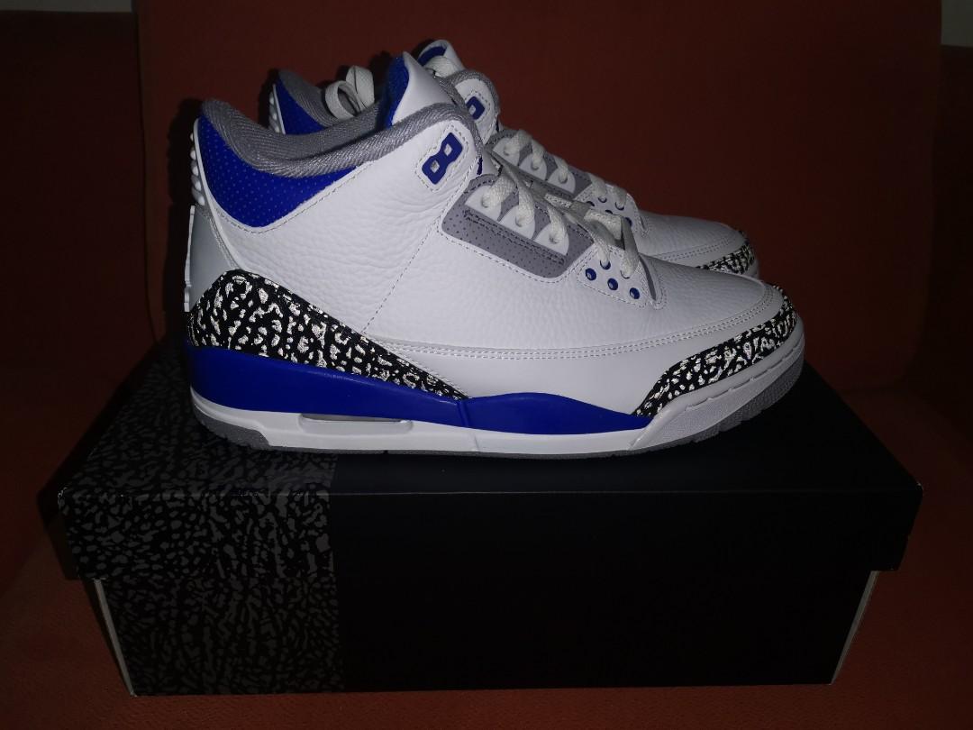 Jordan 3 Racer Blue size 9US (Category: Sneakers) located in Lapu Lapu. Submitted by nervecloset (Listing ID 1134725195, Image 1). Description: Jordan 3 Racer Blue size 9US 8UK 42.5EU BDNS Complete with box 13500 + sf.