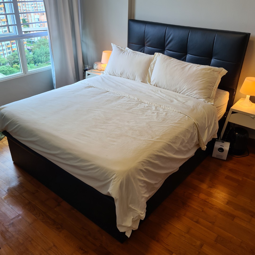 King Koil Designer Queen Bed Frame with Free BIA Mattress and Quilt