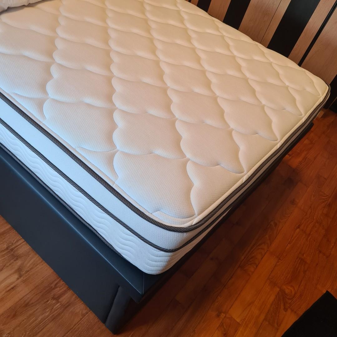 King Koil Designer Queen Bed Frame with Free BIA Mattress and Quilt