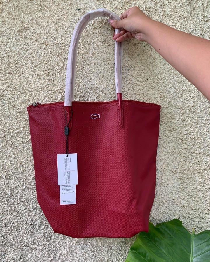 Lacoste Red Vertical Tote Bag, Women's Fashion, Bags & Wallets, Tote