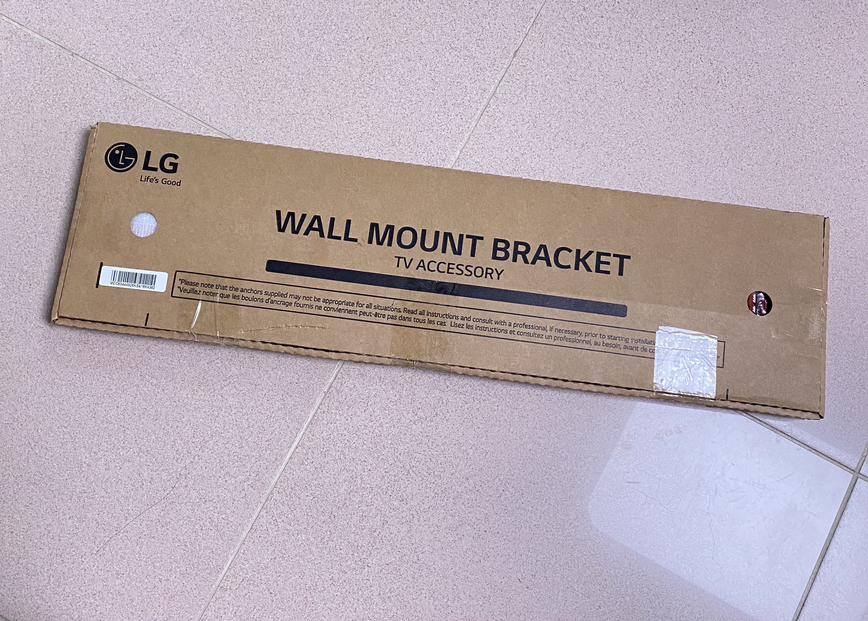 LG WB20GB 電視掛架2020 Gallery TV Flush Wall Mount, 家庭電器, 電視 & 其他娛樂, 電視組件及 ...