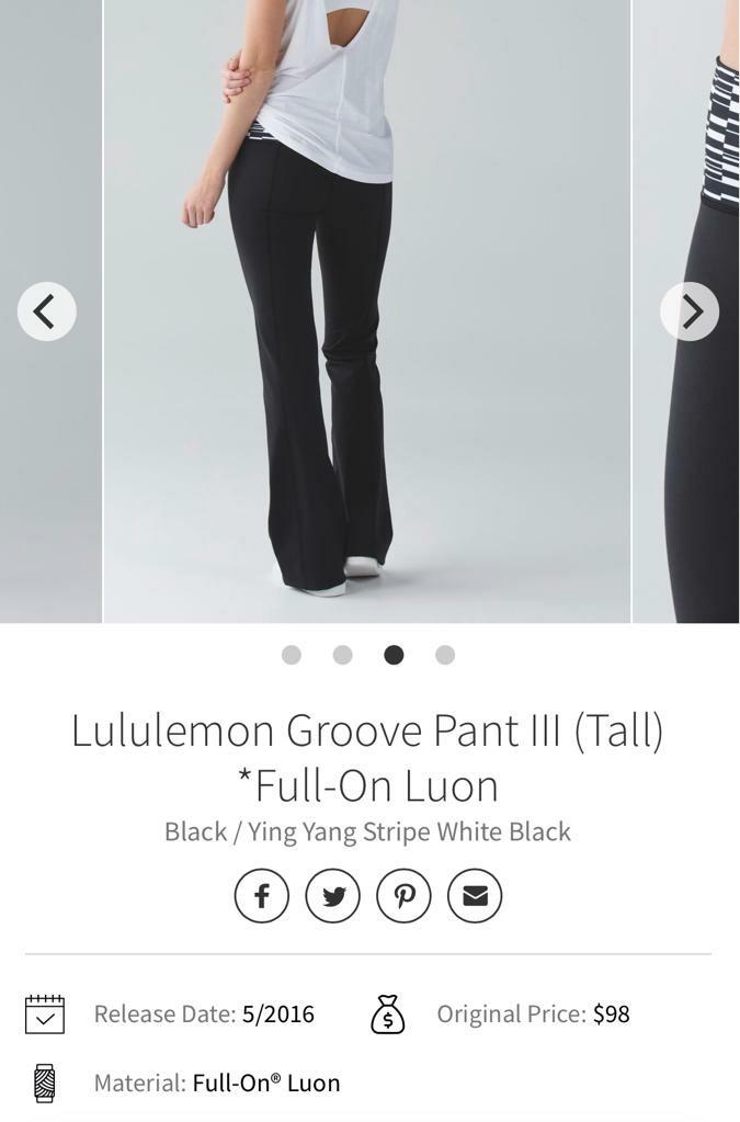 Lululemon Groove Pants III size 6, 女裝, 運動服裝- Carousell