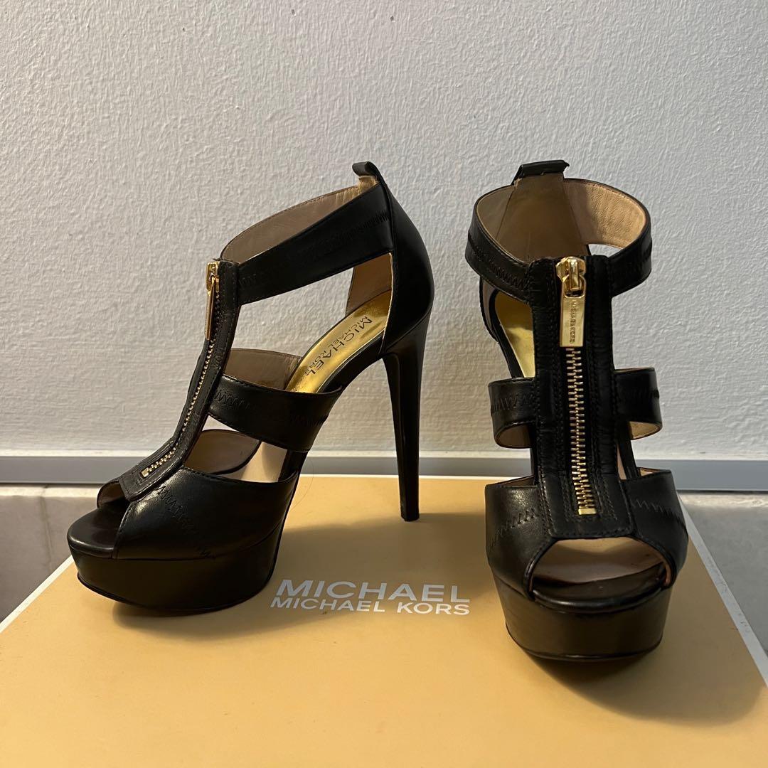 Michael Kors black strap zip high heels (Size 5), Women's Fashion,  Footwear, Heels on Carousell