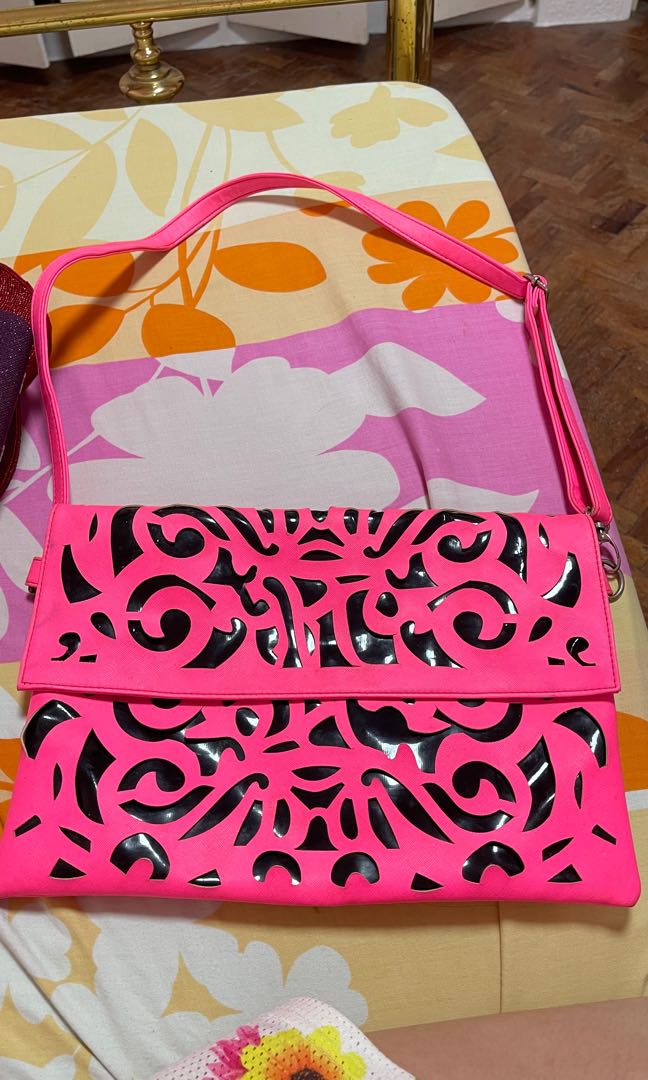 Neon pink crossbody flap bag, Women's Fashion, Bags & Wallets, Shoulder