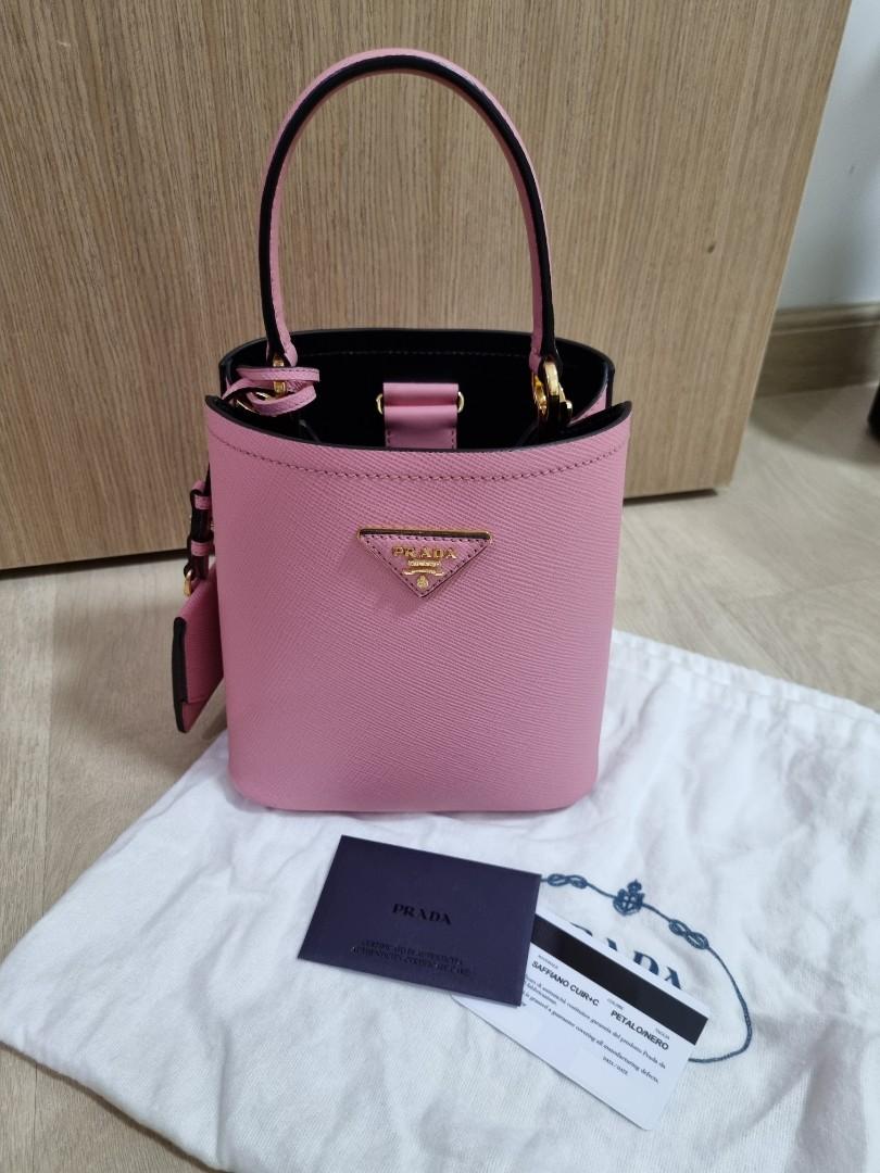 Prada Panier small bucket bag Pink Saffiano Leather, Luxury, Bags & Wallets  on Carousell