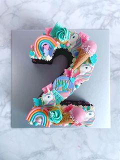 Rainbow Monogram Cake [HALAL]