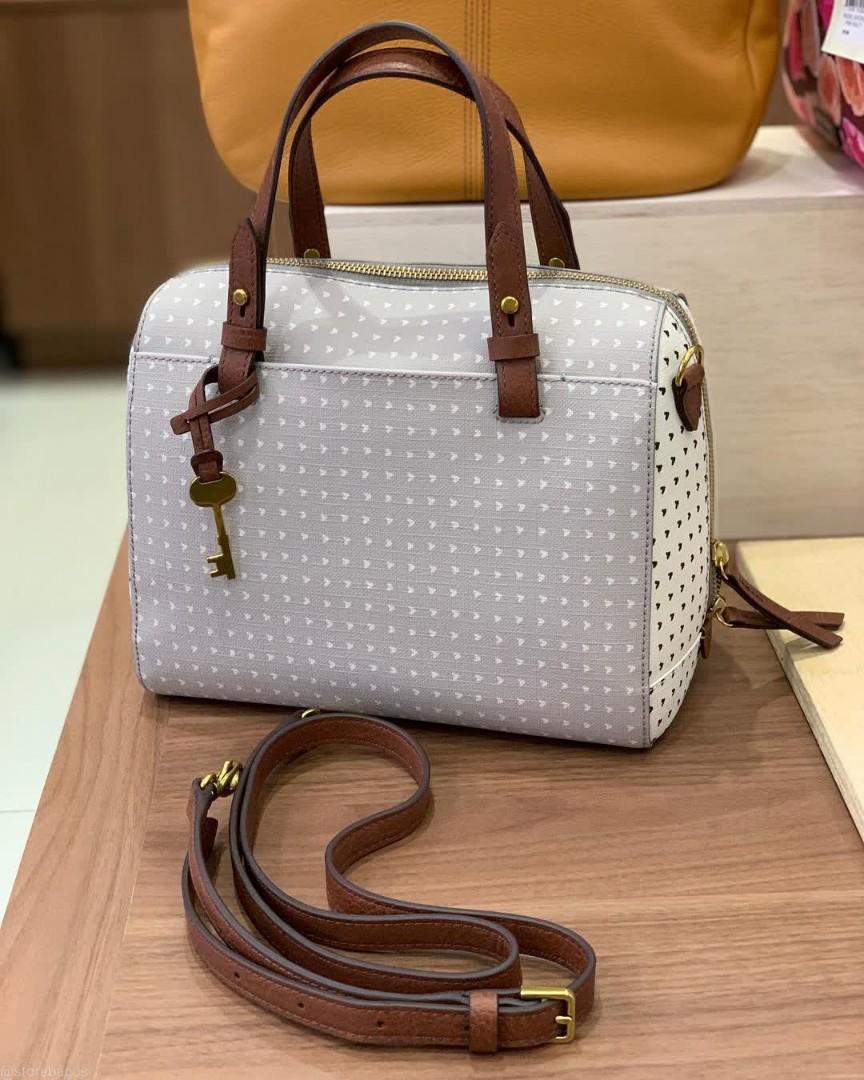 READY STOCK FOSSIL RACHEL SATCHEL GREY MULTI