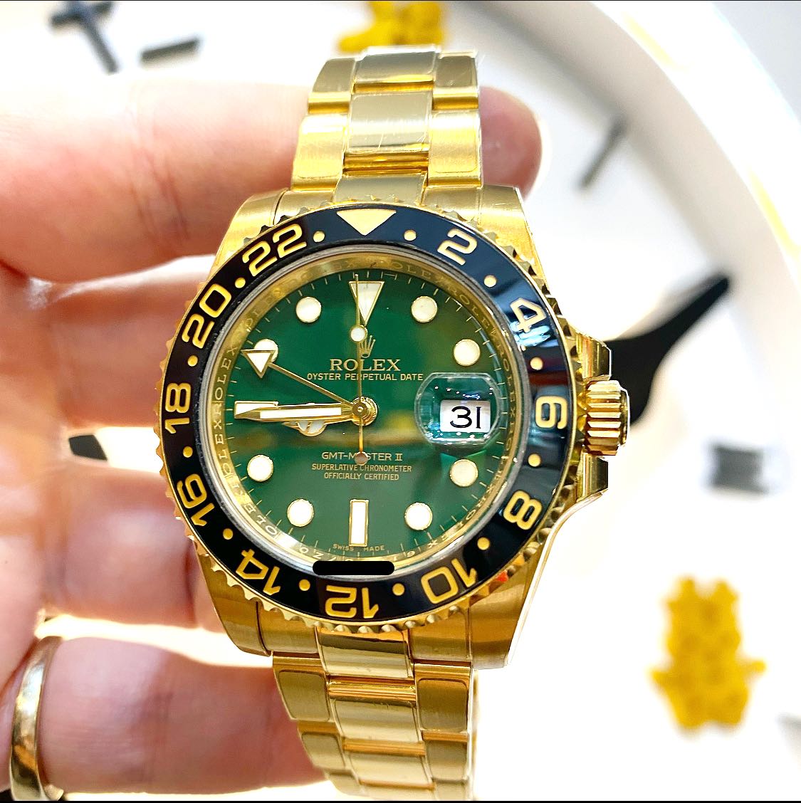 Rolex 116718ln Gmt2 yg jade, Luxury, Watches on Carousell