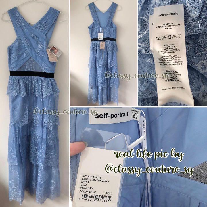 Cross front fine lace midi hot sale dress