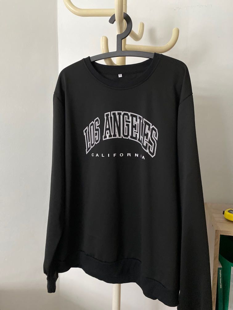 Shein pullover sweater sweatshirt oversized graphic los angeles LA black