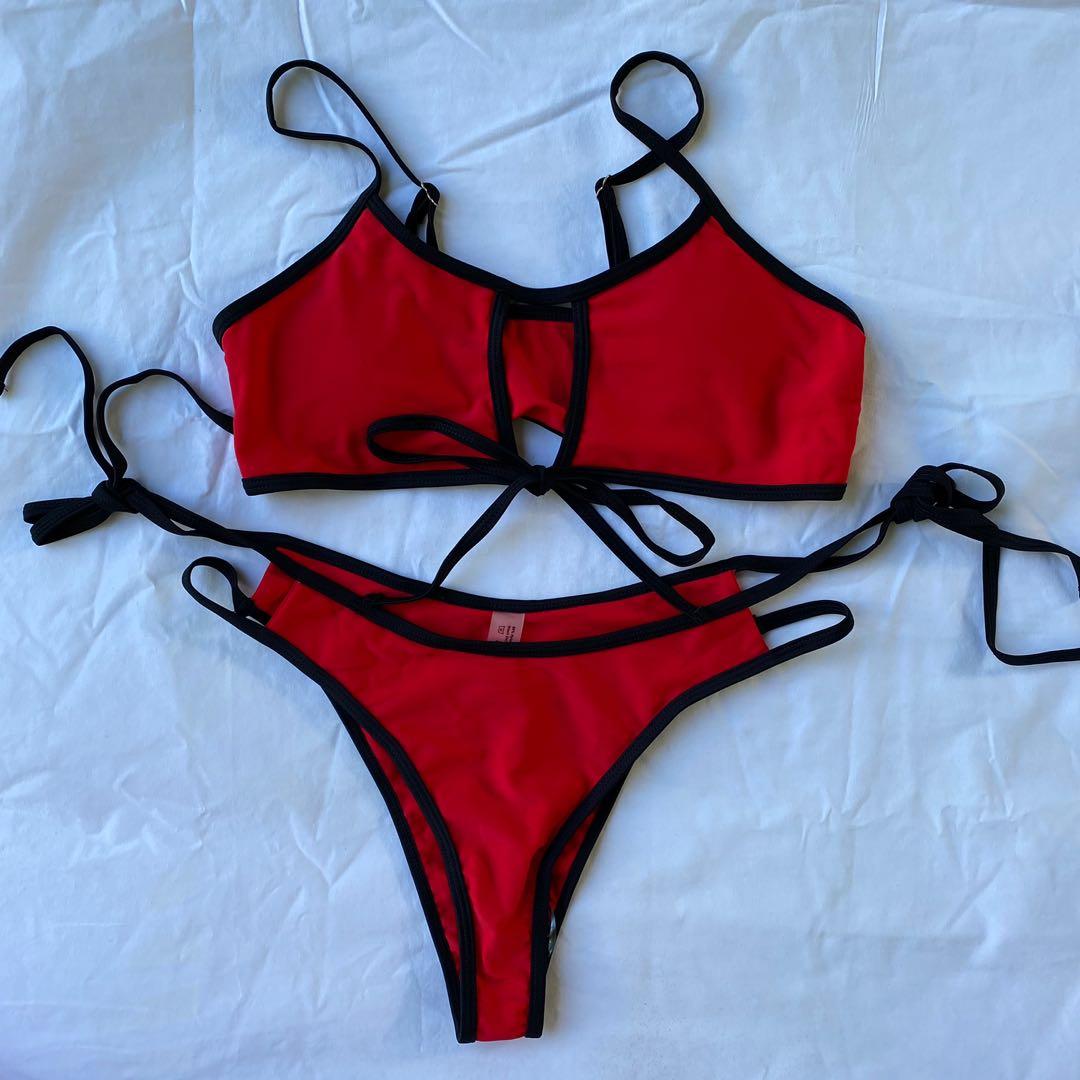 Shein red swimsuit, Women's Fashion, Swimwear, Bikinis & Swimsuits on ...