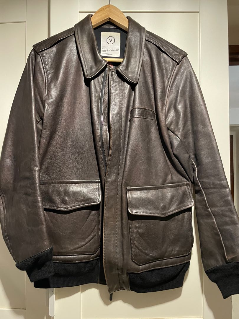 VISVIM A2 Leather Jacket 牛皮, 名牌, 服裝  Carousell