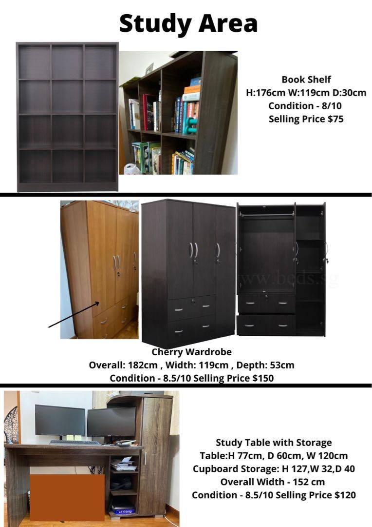 Wardrobe, study table, Furniture & Home Living, Furniture, Shelves