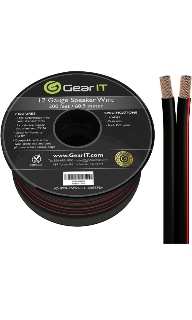 GearIT Pro Series 16 Gauge Speaker Wire – 500 Feet, CCA, For Home Theater & Car Audio