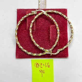 18K Saudi Gold twisted loop Earrings