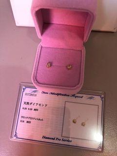 18K Japan Yellow Gold Solitaire Diamond Stud Earrings .500 carat