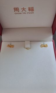 周大福足金9999 蝴蝶結耳環   ( 包顺豐 )64235807293698110