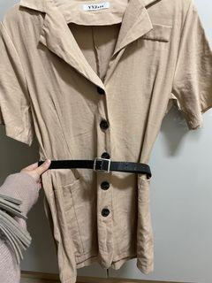 二手 卡其長版襯衫附贈皮帶