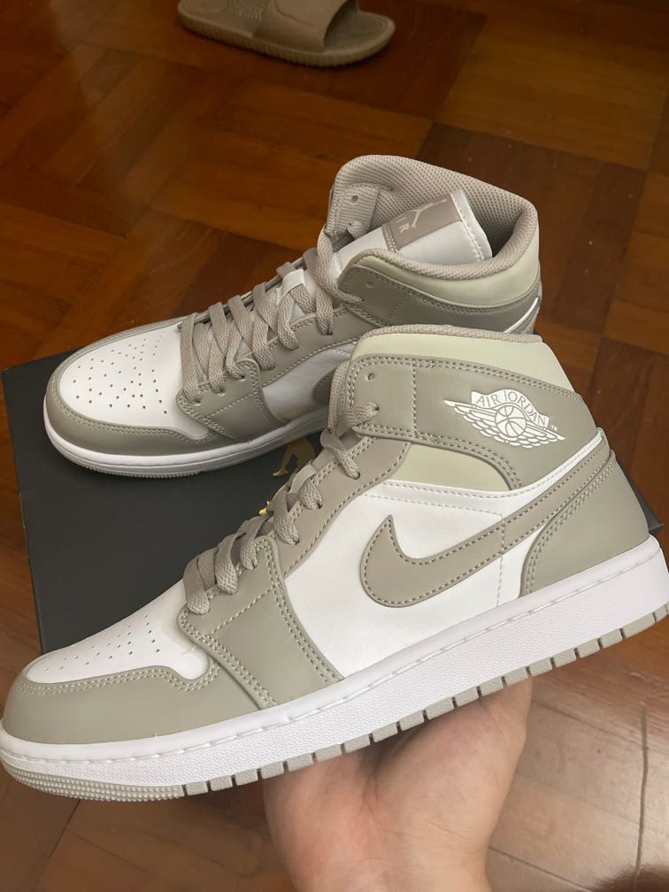 Air Jordan 1 linen mids, Men's Fashion, Footwear, Sneakers on Carousell