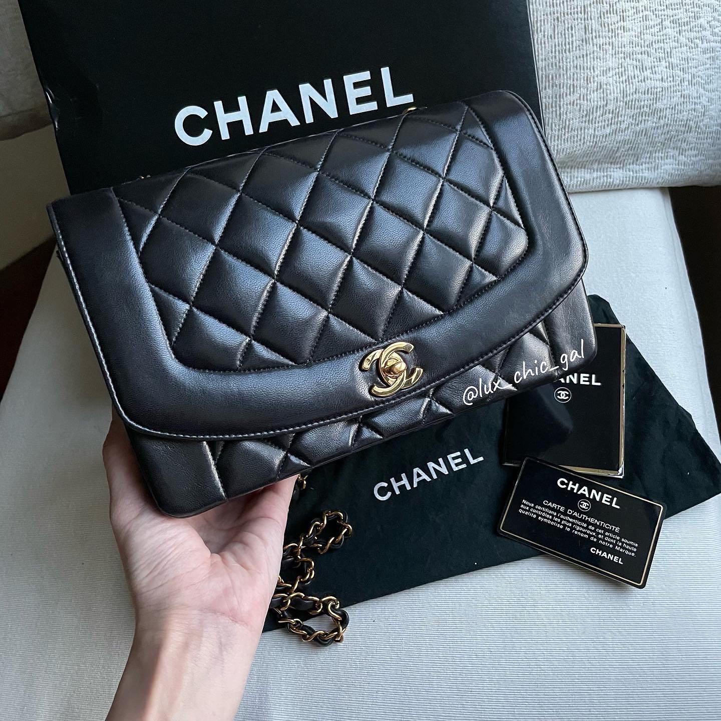 AUTHENTIC CHANEL Diana 10 Flap Bag 24k Gold Hardware 💙 FULL BOX SET