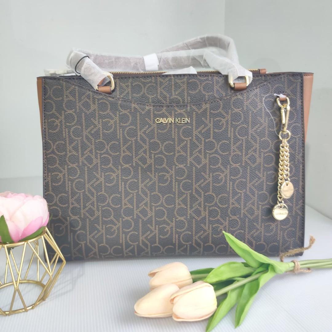 Calvin Klein Mavis Saffiano Pindot Logo Tote Bag for Women, Women's Fashion, Bags & Wallets