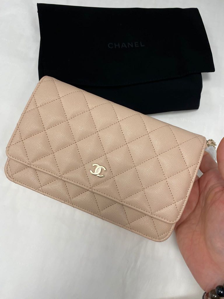 Chanel 22C beige wallet on chain WOC classic, Women's Fashion