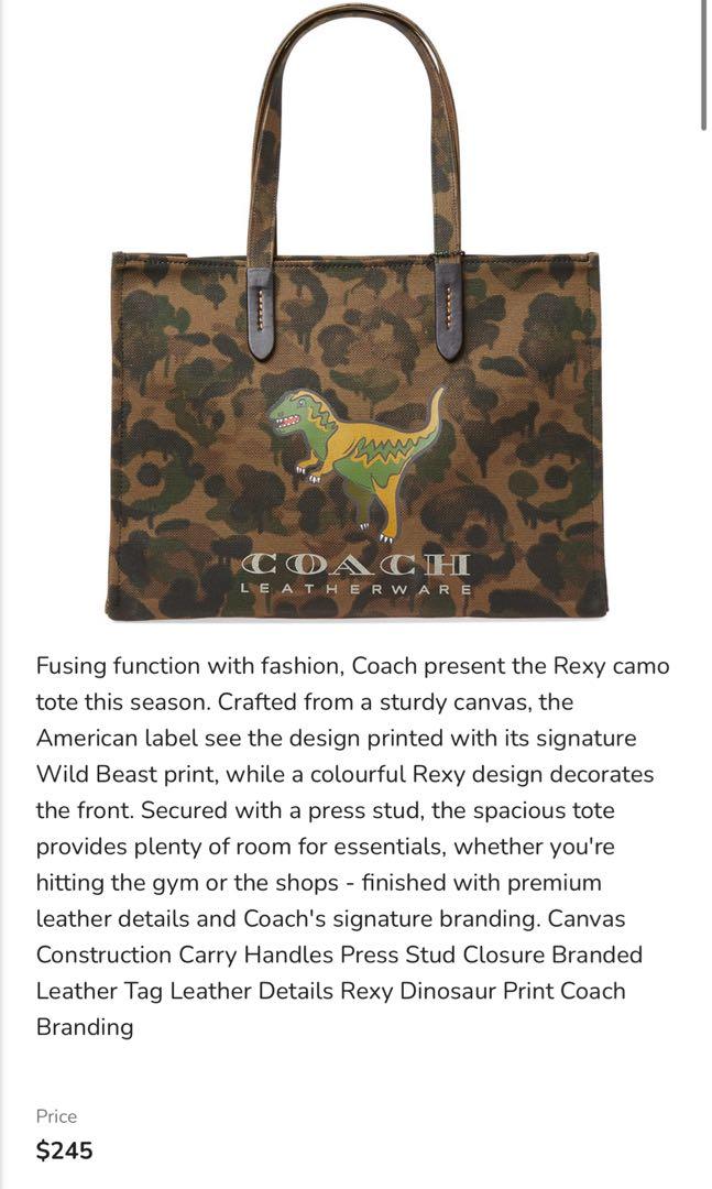 Coach rexy clearance camo tote bag