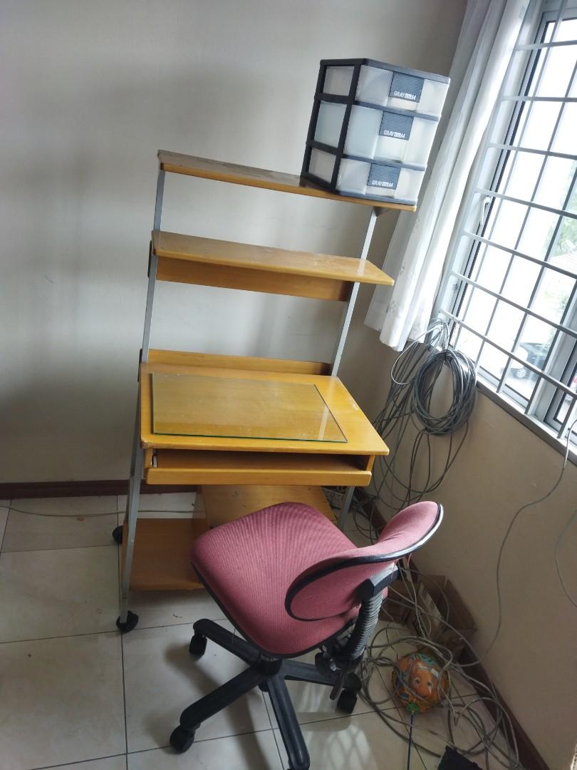 Layered Computer Table & Chair, Furniture & Home Living, Furniture