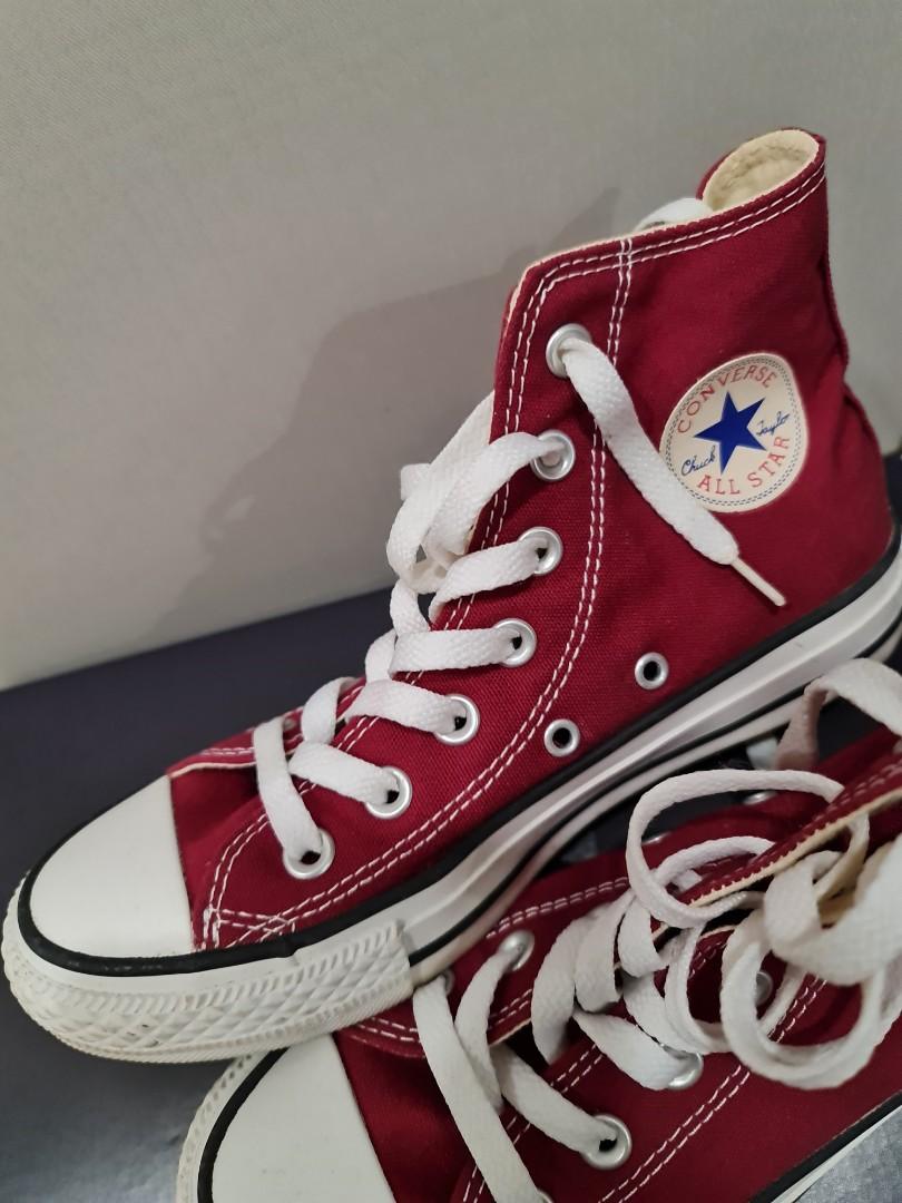 Red ankle converse sale