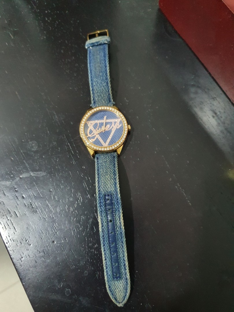 Guess watch online denim strap