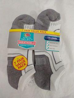 Fruit of the Loom Select Socks No-Show 7-Pair Tricool Cooling Cotton Shoe Size 6-12 NewUSA