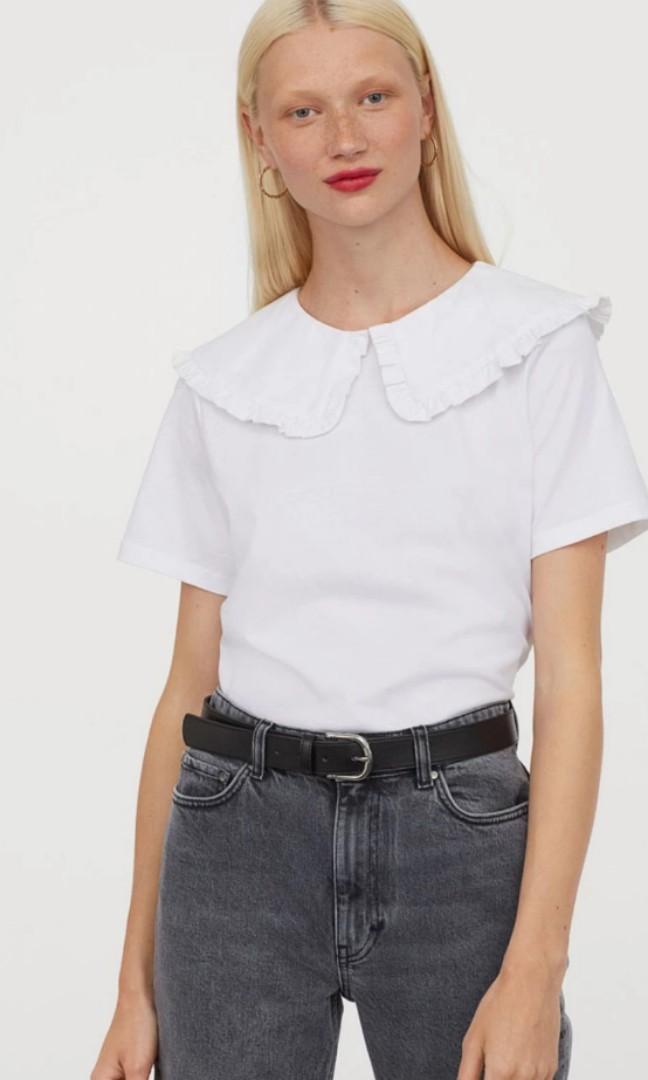 H M babydoll peter pan collar top