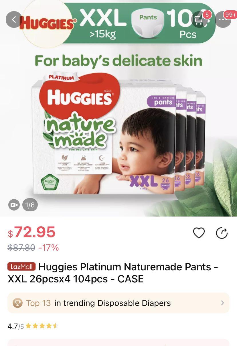 Huggies Platinum Naturemade Pants XXL 26pcsx4 104pcs Babies