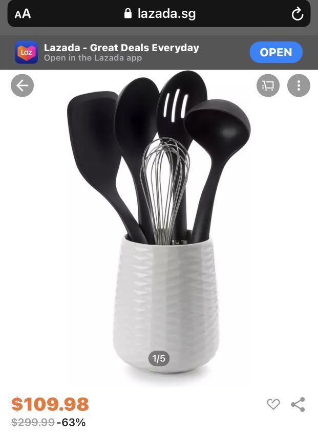 KitchenAid Tool and Gadget Cooking Spatula Set with Crock, TV & Home