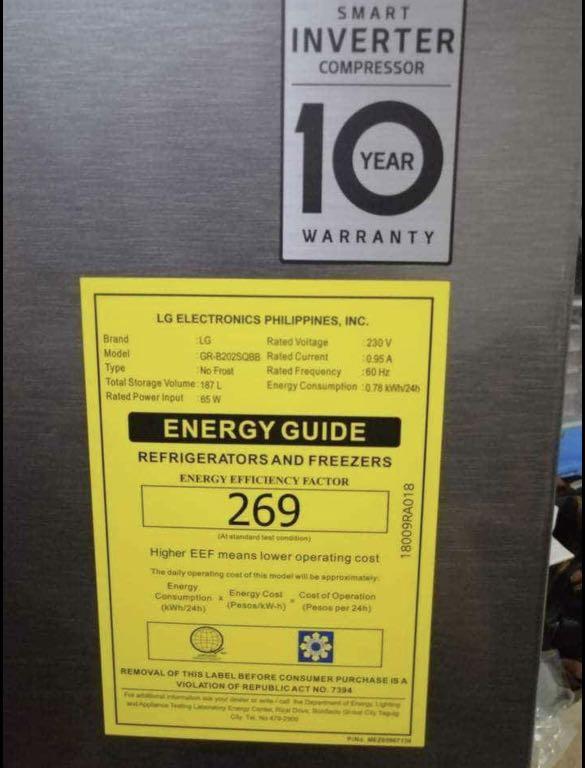 LG SMART INVERTER REFRIGERATOR, TV & Home Appliances, Kitchen