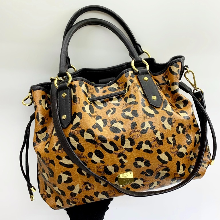 Mcm on sale leopard bag